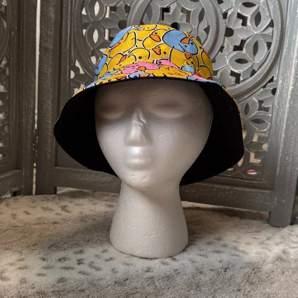 Reversible rubber duckie bucket hat kids OS tropical summer vacation kidcore